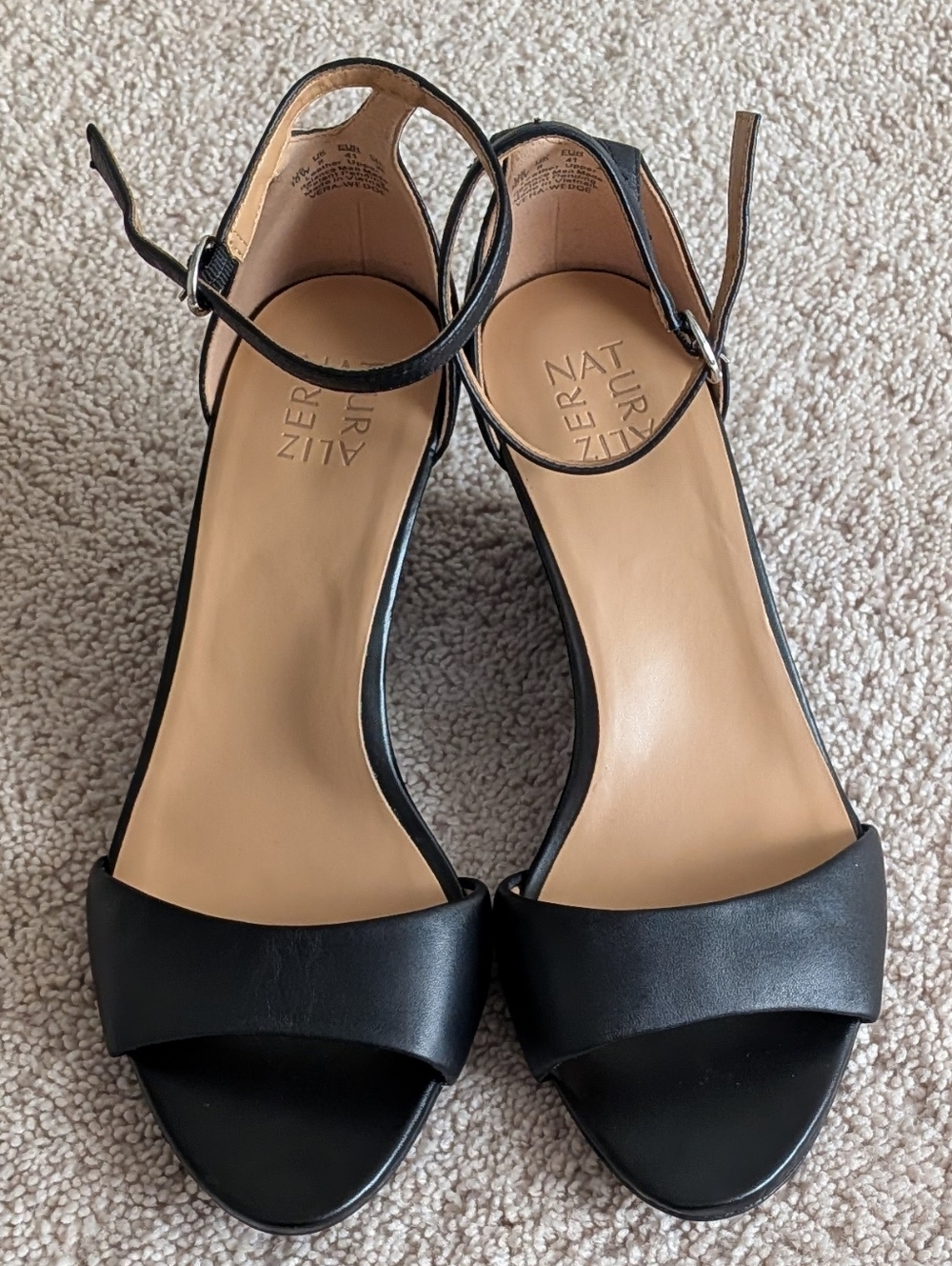 Naturalizer Vera-Wedge Black Dress Wedge Sandals. 10W New Without Box.